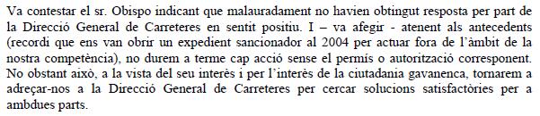 Resposta de l'Equip de Govern de l'Ajuntament de Gav� al prec de C's sobre les escales perilloses del pont de l'avinguda del mar de Gav&agrave; Mar al costat del Tennis Pineda (30 de Setembre de 2010)